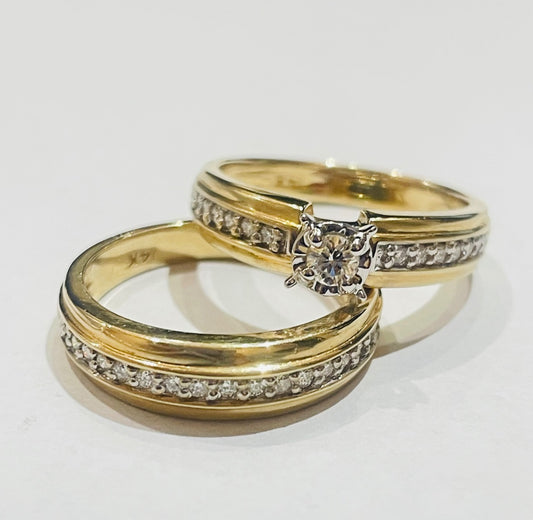 14K Yellow Gold  Bridal Set with Diamond