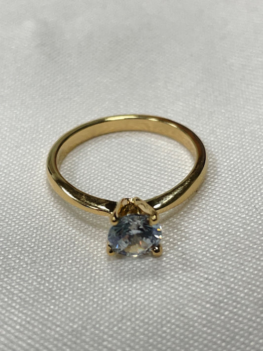 18K Yellow Gold  Engagement Ring with CZ