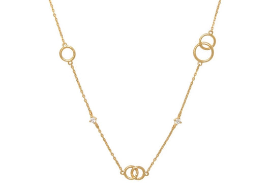 14K Yellow Gold  Charm Necklace Set with CZ