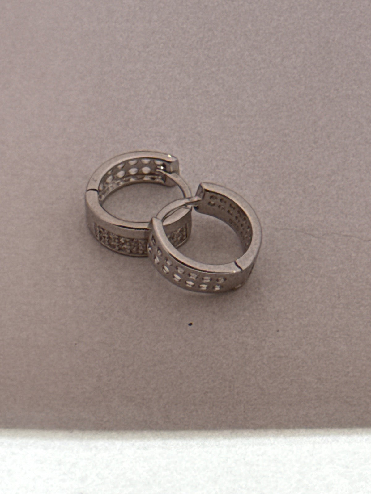 White Silver Hoop Earring with CZ