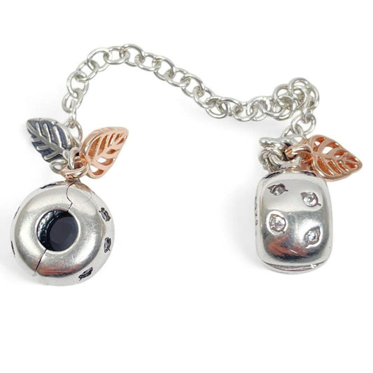 White Silver Apple Security Lock Charm with CZ