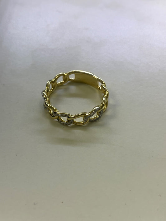 Anel de ouro amarelo de 14k com diamante