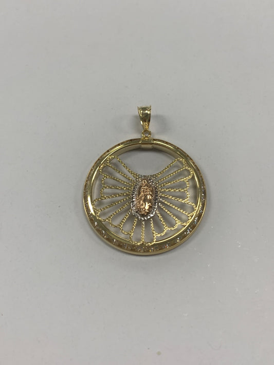 14K Tri-Tone Gold Guadalupe  Pendant