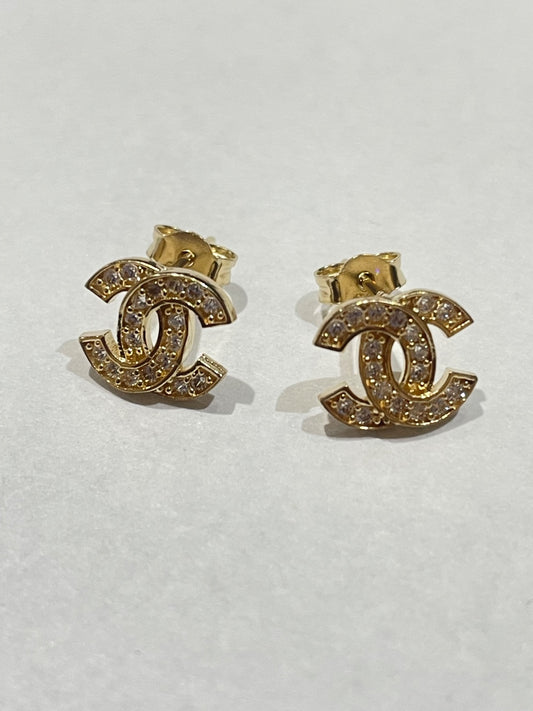 14K Yellow Gold Channel  Earring with CZ