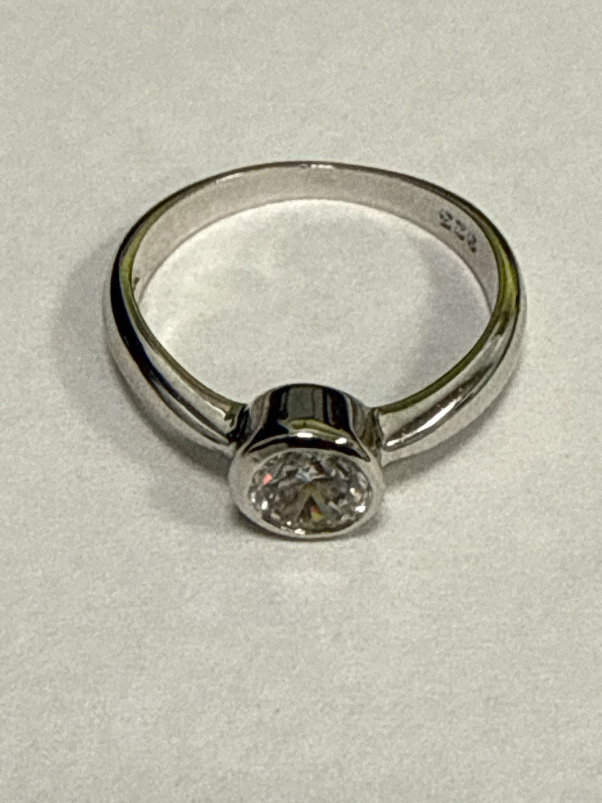 White Silver  Engagement Ring with CZ
