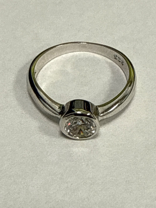 White Silver  Engagement Ring with CZ