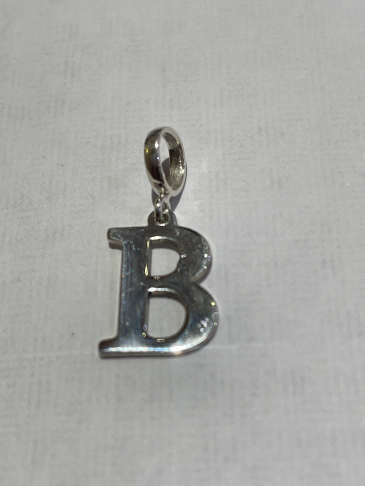 White Silver Letter B Pendant