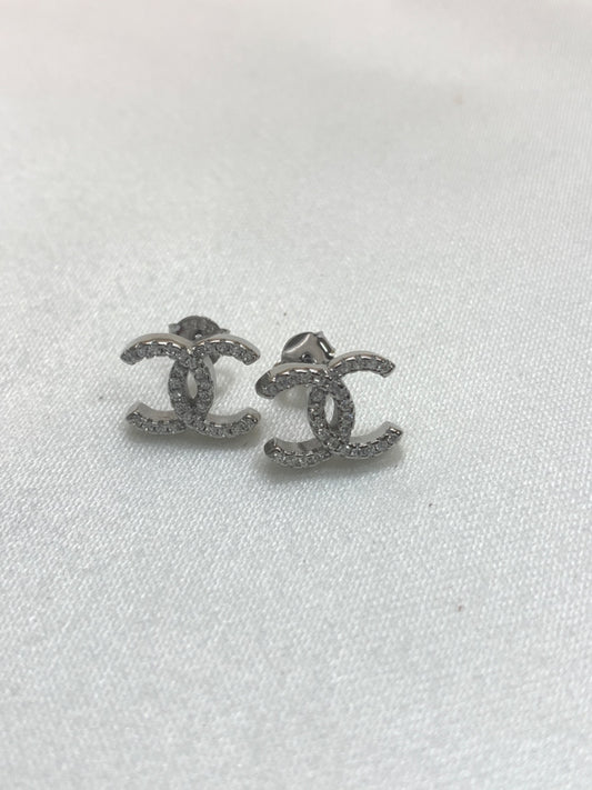 White Silver  Earring with CZ