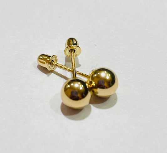 14K Yellow Gold Ball 5mm Earring