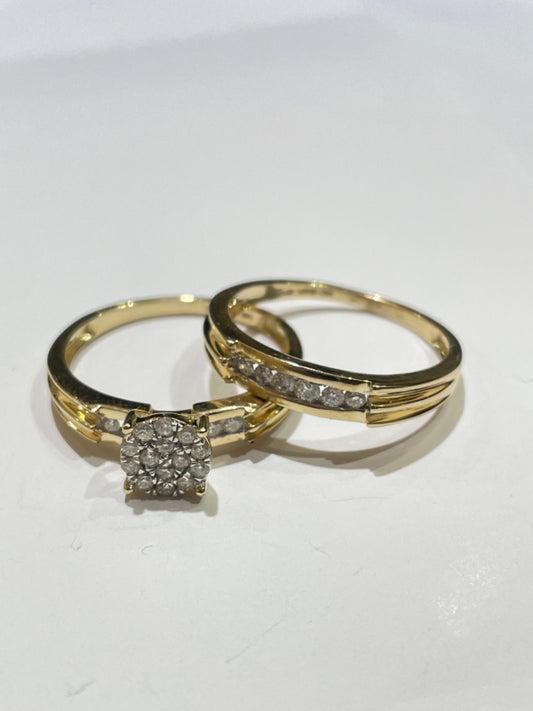 14K Yellow Gold  Bridal Set with Diamond