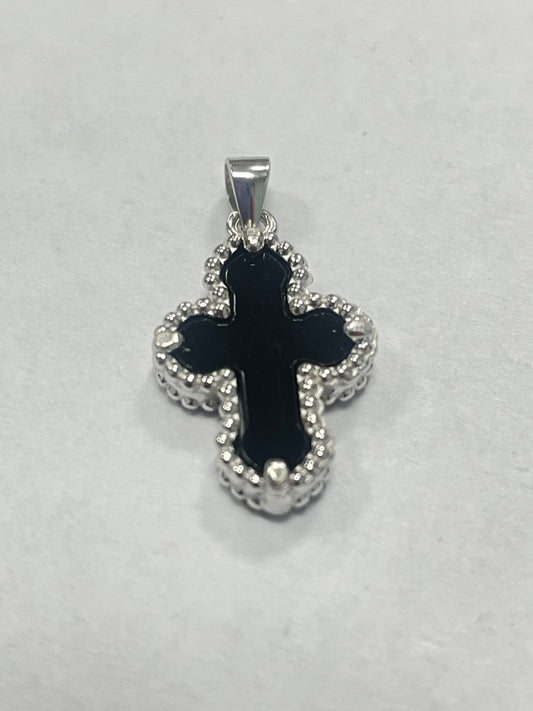White Silver Black Cross Pendant
