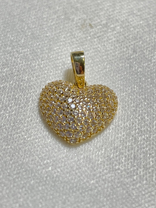 18K Yellow Gold Heart  Pendant with CZ