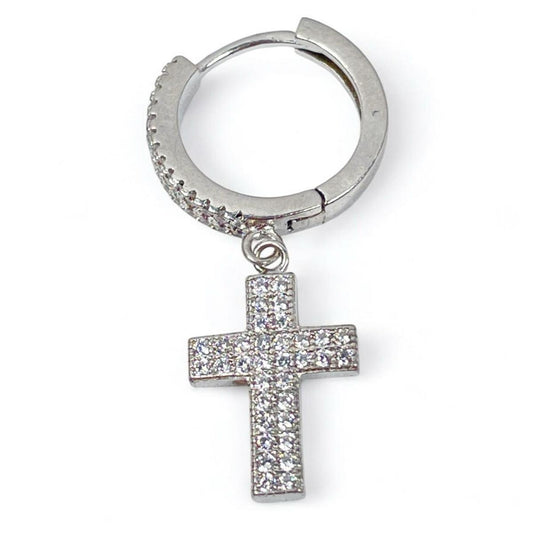 White Silver Cross Pendant with CZ