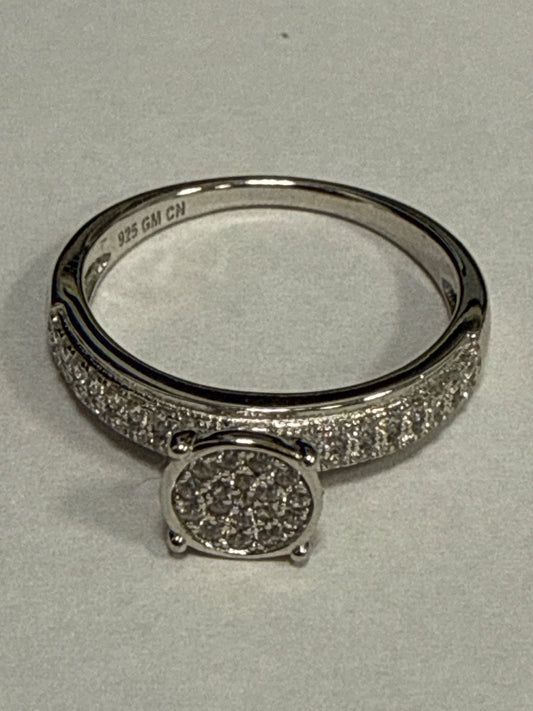 White Silver  Engagement Ring with CZ