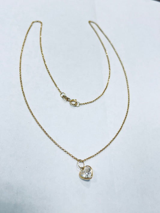 18K Yellow Gold  Charm Necklace Set with CZ