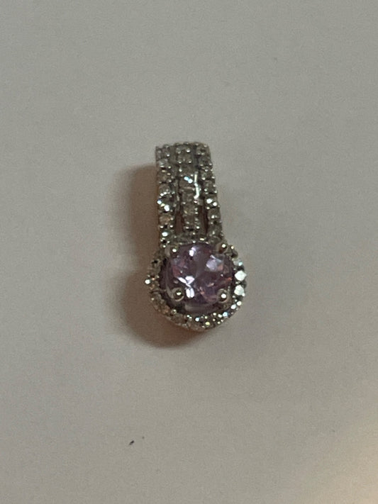 14K White Gold Birthstone  Pendant with Amethyst