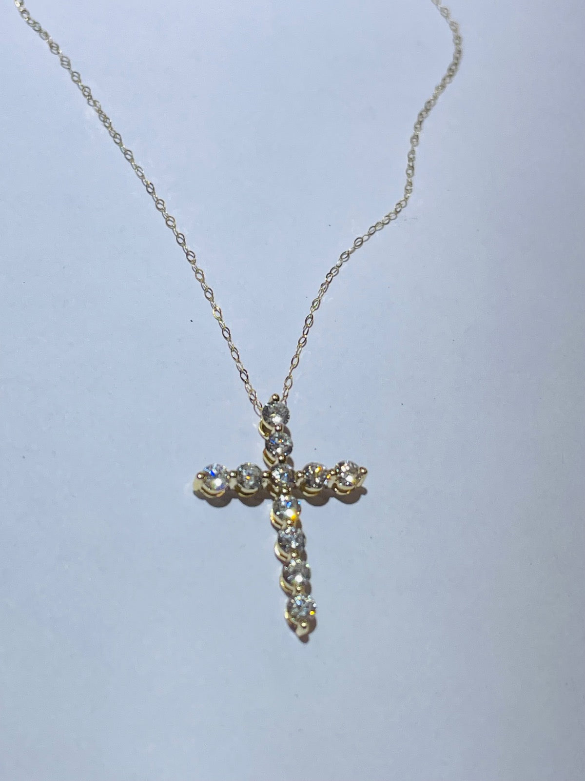 14K Yellow Gold Cross Pendant with Lab Diamond