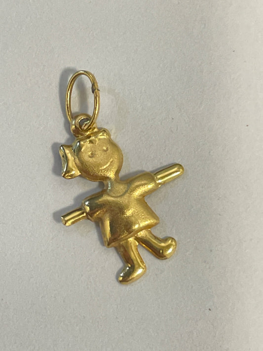 18K Yellow Gold Girl Charm
