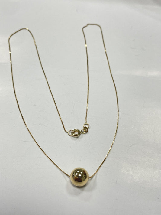 18K Yellow Gold 8mm Ball Charm Necklace Set