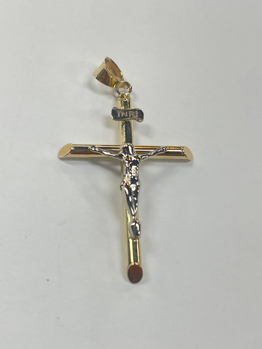 14K Two-Tone Gold Cross Pendant