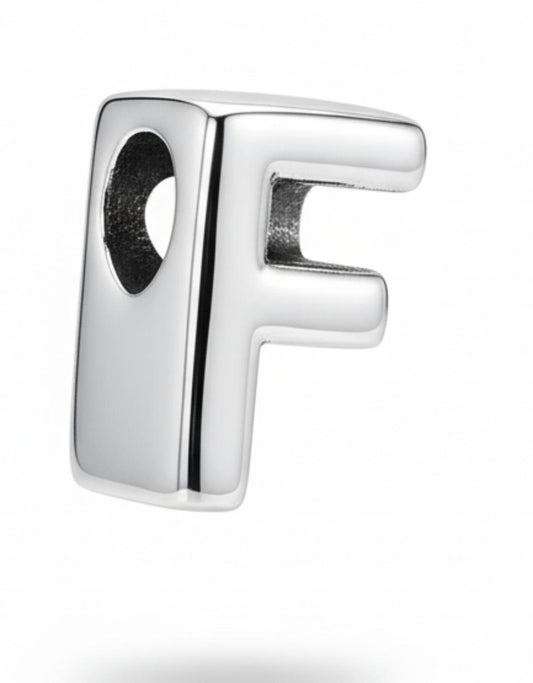 White Silver Pandora Letter F Charm with CZ