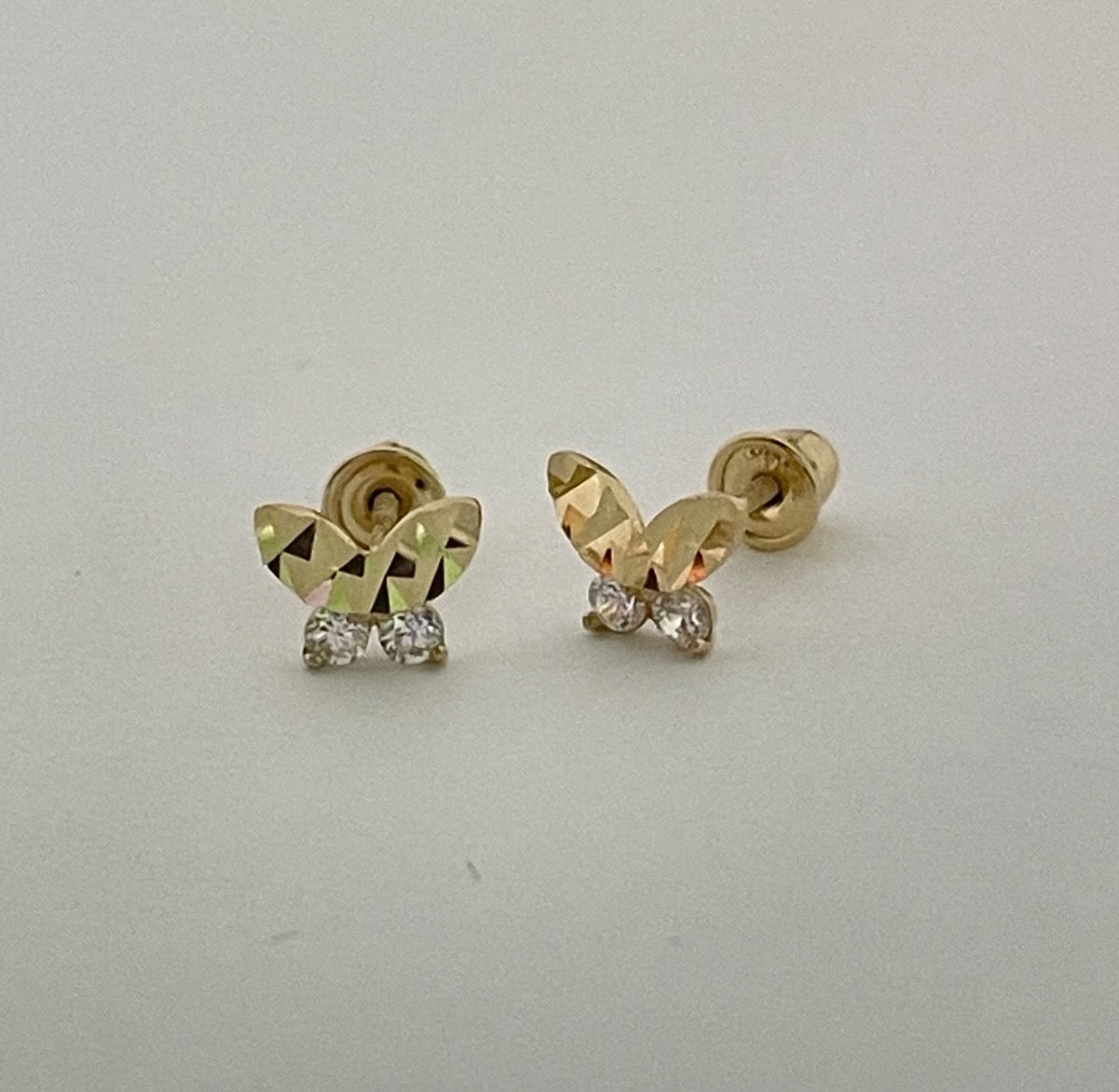 14K Yellow Gold Small Butterfly Earring with CZ