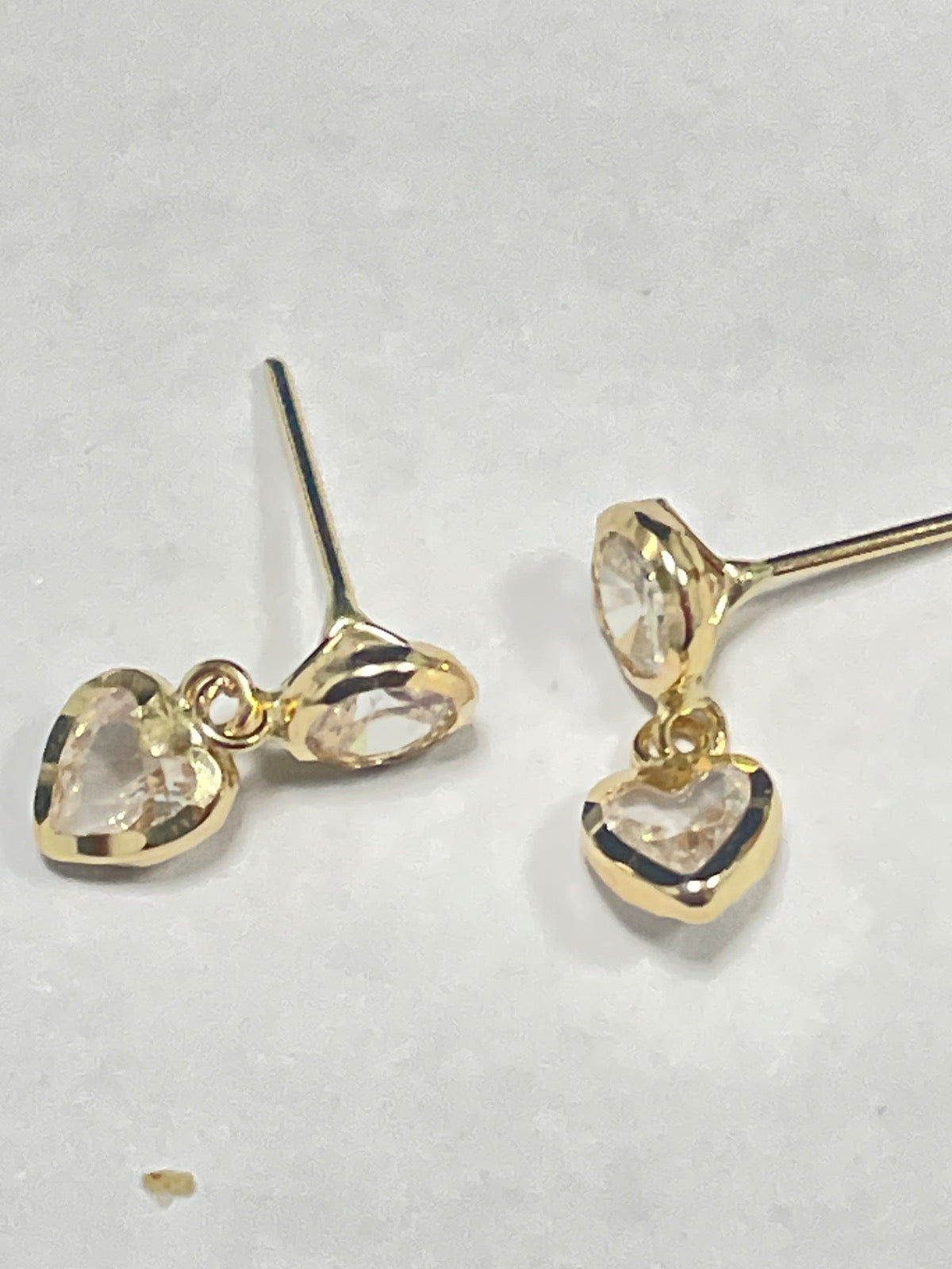 18K Yellow Gold Heart Earring with CZ