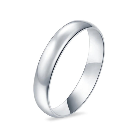 White Silver  Wedding Band