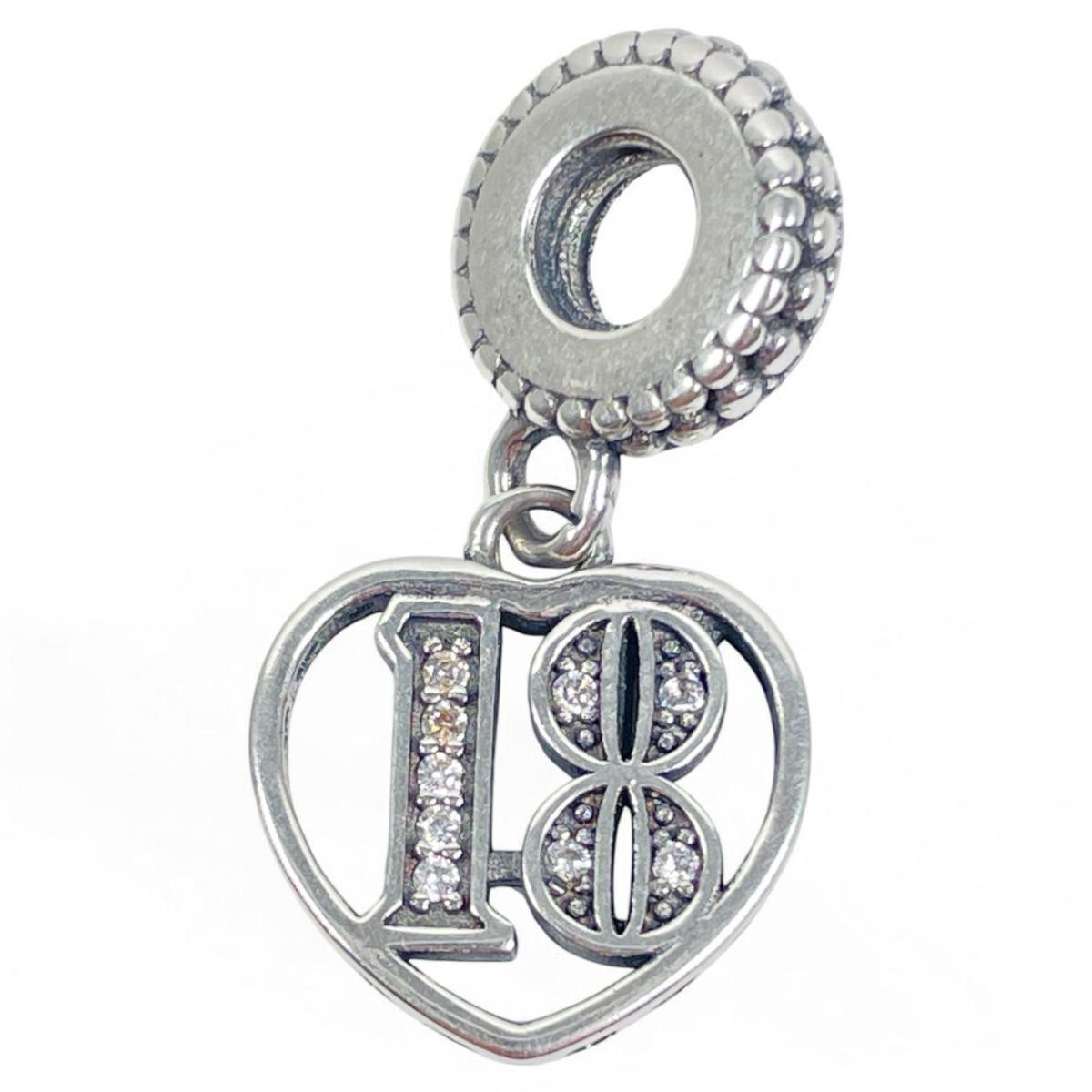 White Silver 18 Wiht a Heart Charm with CZ