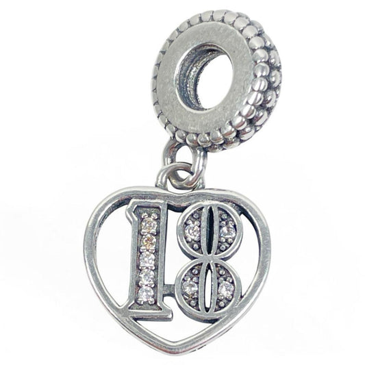 White Silver 18 Wiht a Heart Charm with CZ
