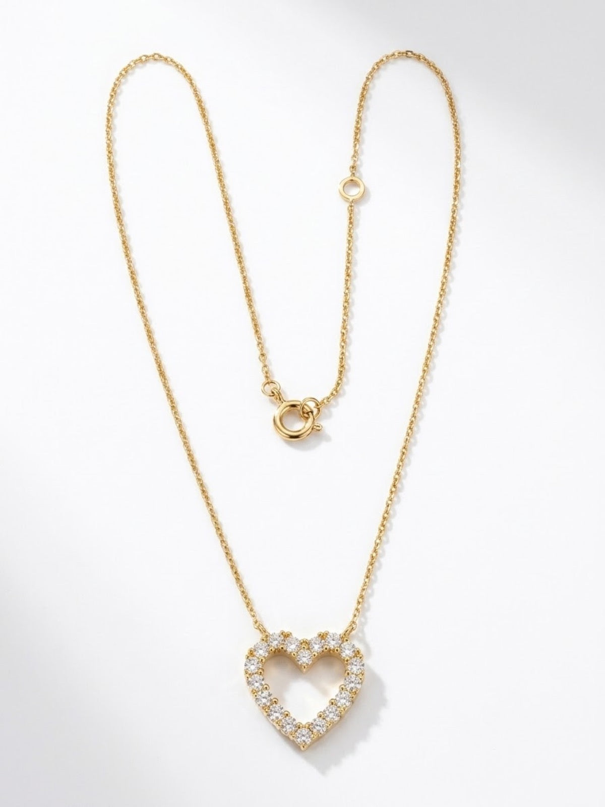 14K Yellow Gold  Charm Necklace Set with CZ