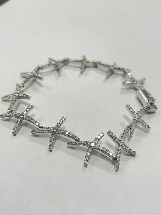 18K Yellow Gold X  Bracelet with Diamond