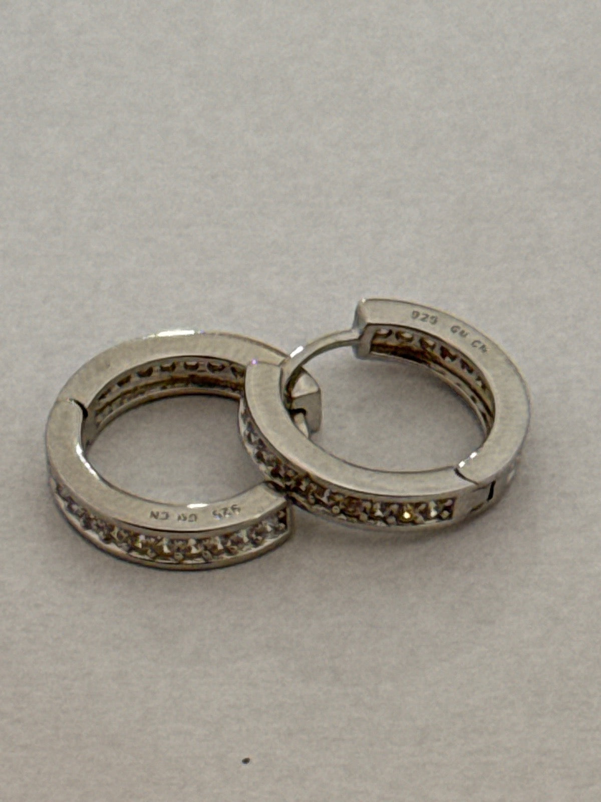 White Silver Hoop Earring with CZ