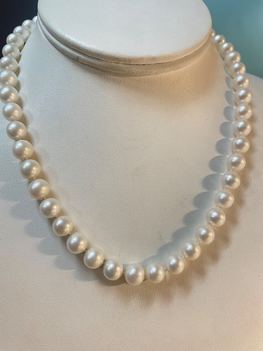 14K White Gold  Necklace with Pearl  loop