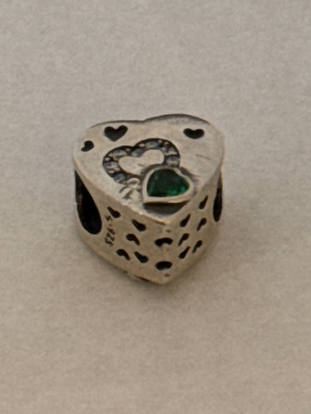 White Silver Pandora Charm with CZ