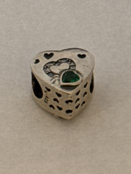 White Silver Pandora Charm with CZ