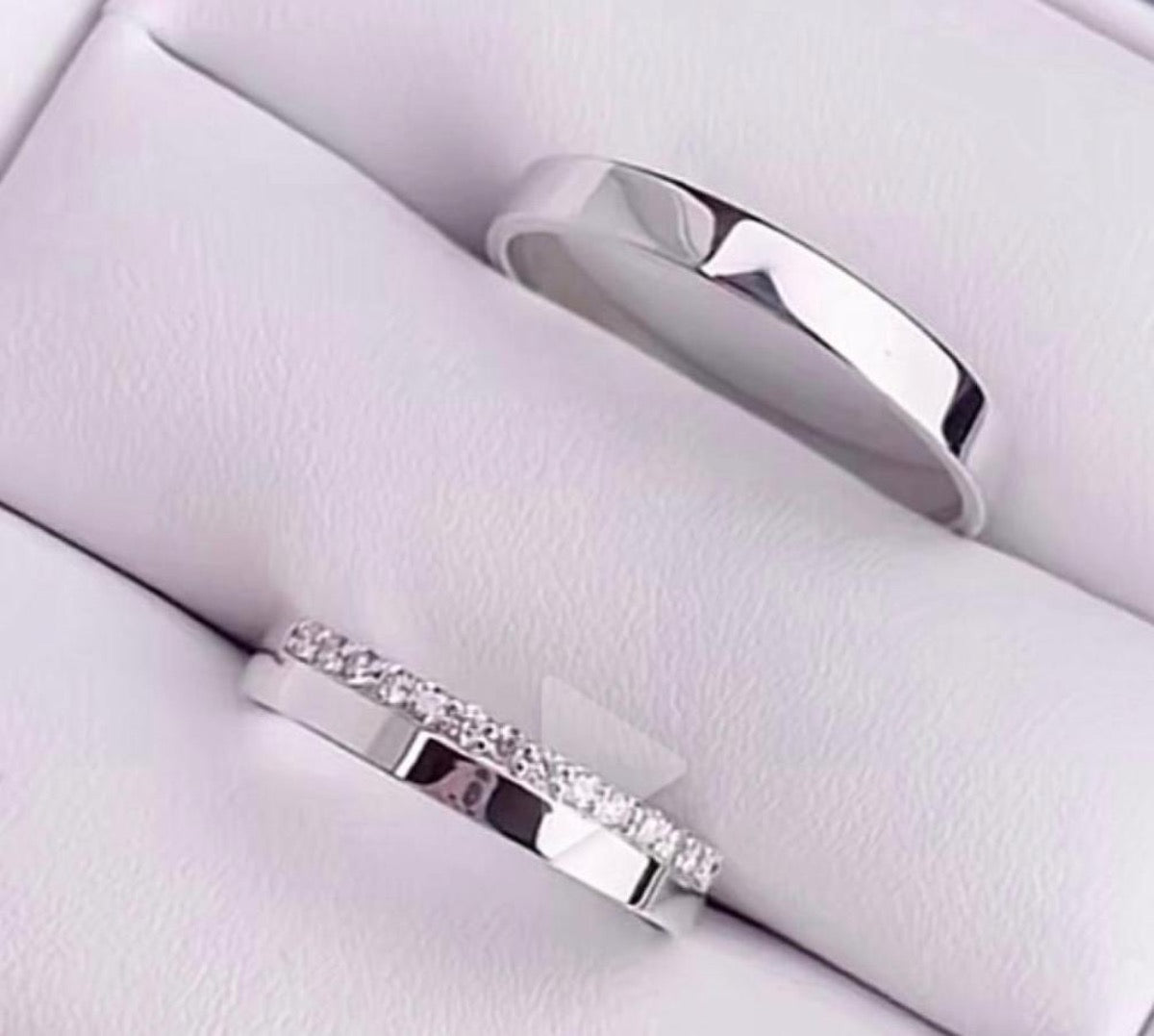 White Silver  Wedding Band