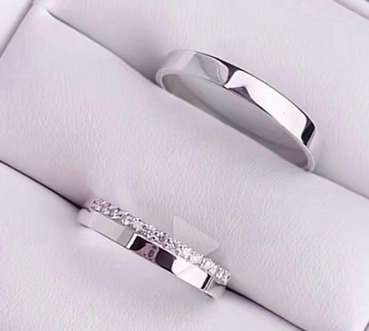White Silver  Wedding Band