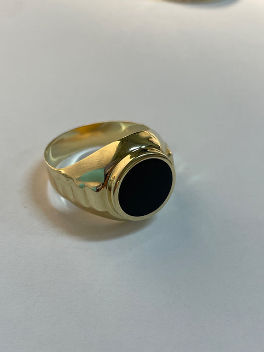 14K Yellow Gold  Men's Ring with Onyx