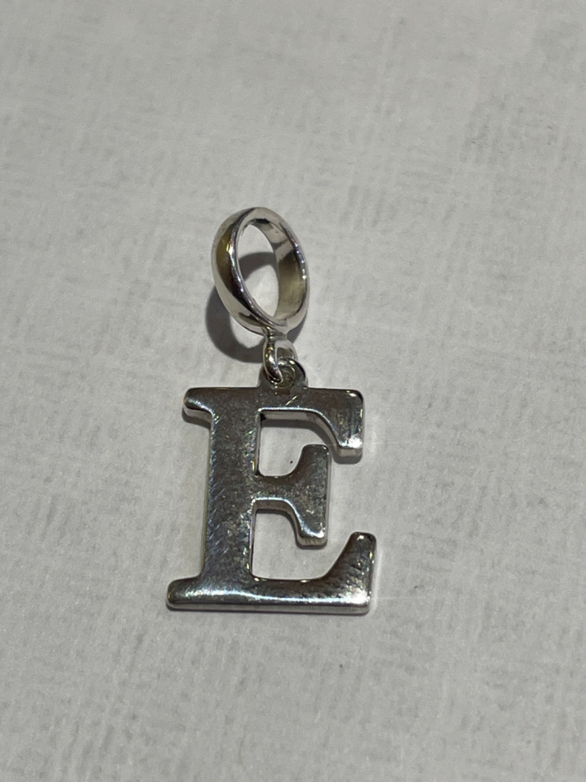 White Silver Letter E Pendant