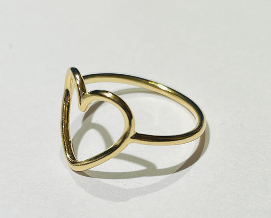 18K Yellow Gold Heart  Ring