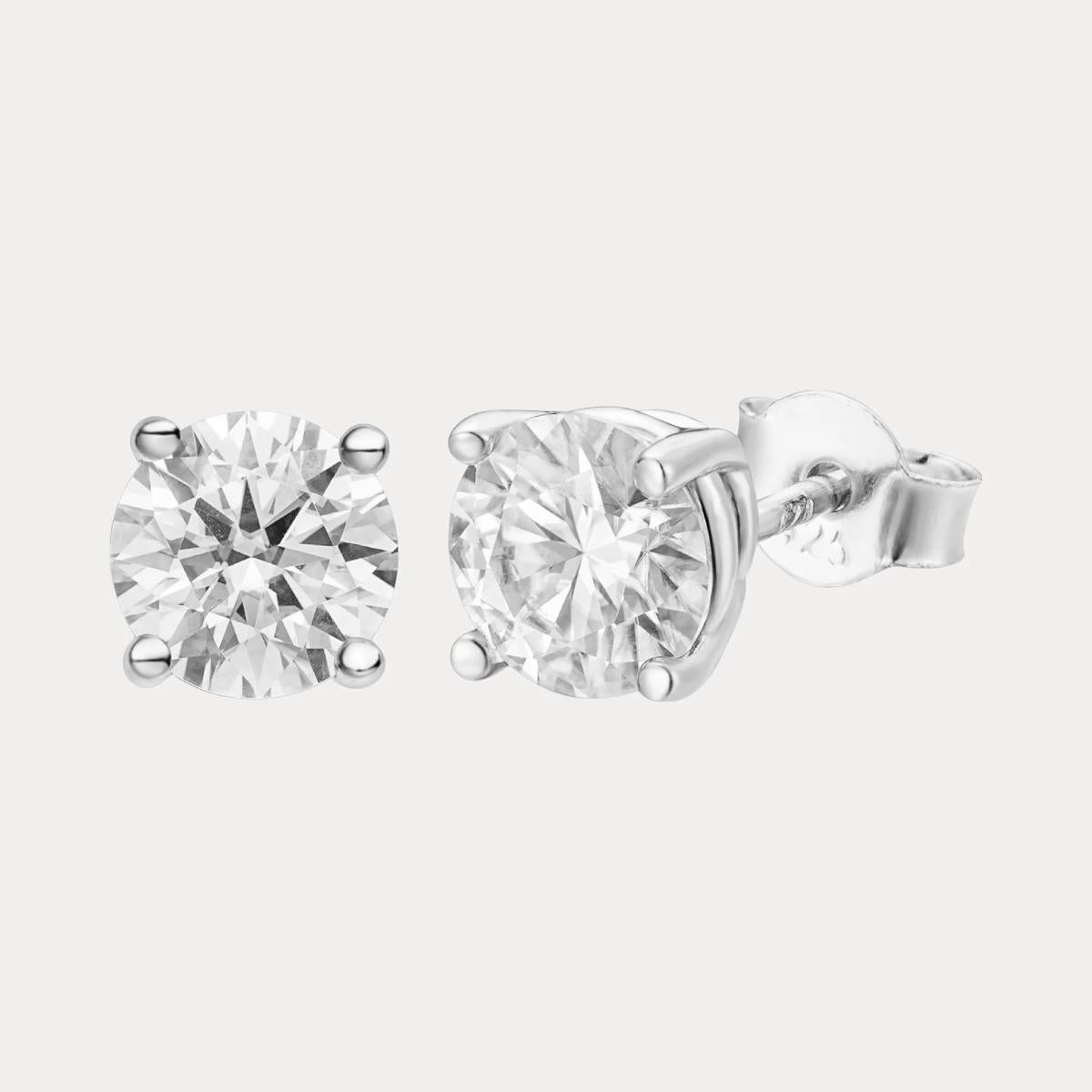 White Silver 5mm Studs  Earring with CZ