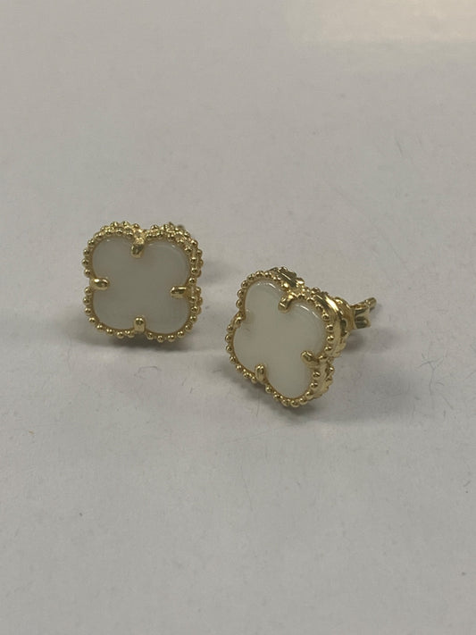 14K Yellow Gold Clover Earring