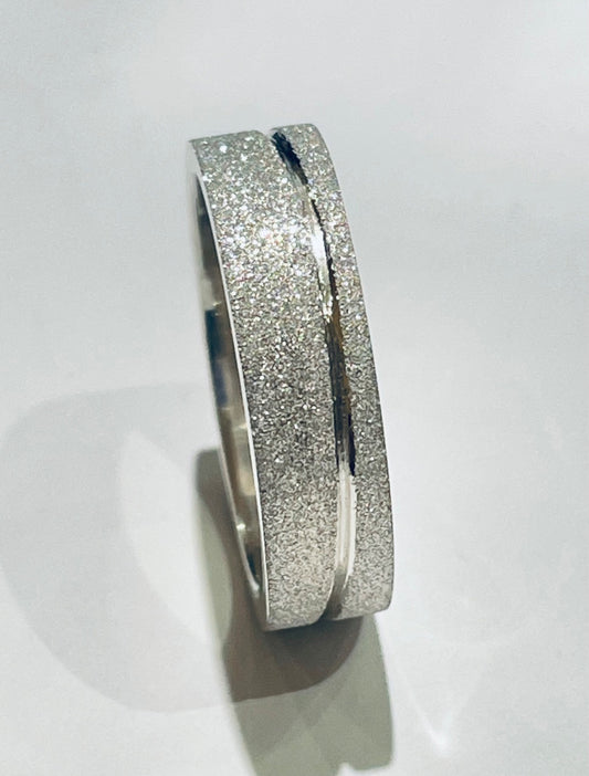 White Silver  Wedding Band
