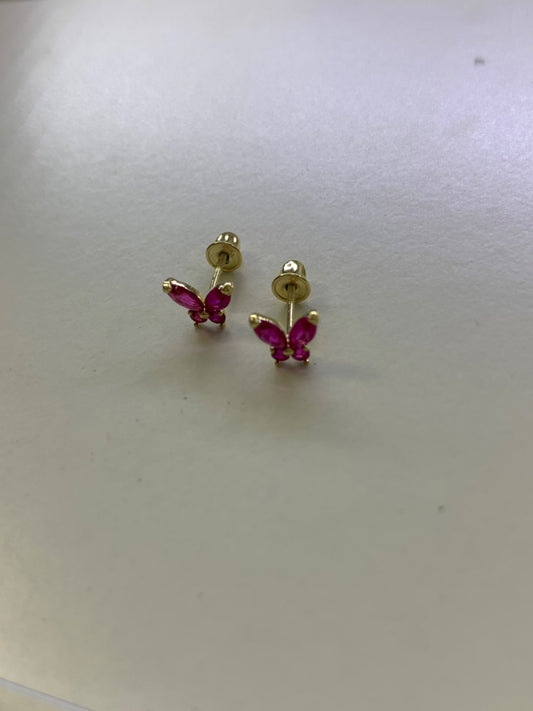 Brincho de borboleta de ouro amarelo de 14k com CZ
