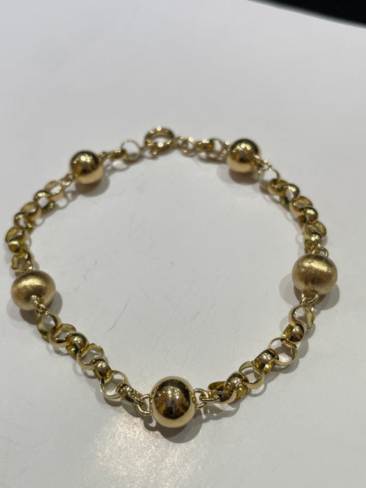 18K Yellow Gold Ball  Bracelet