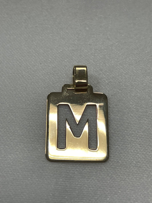 18K Yellow Gold M Pendant