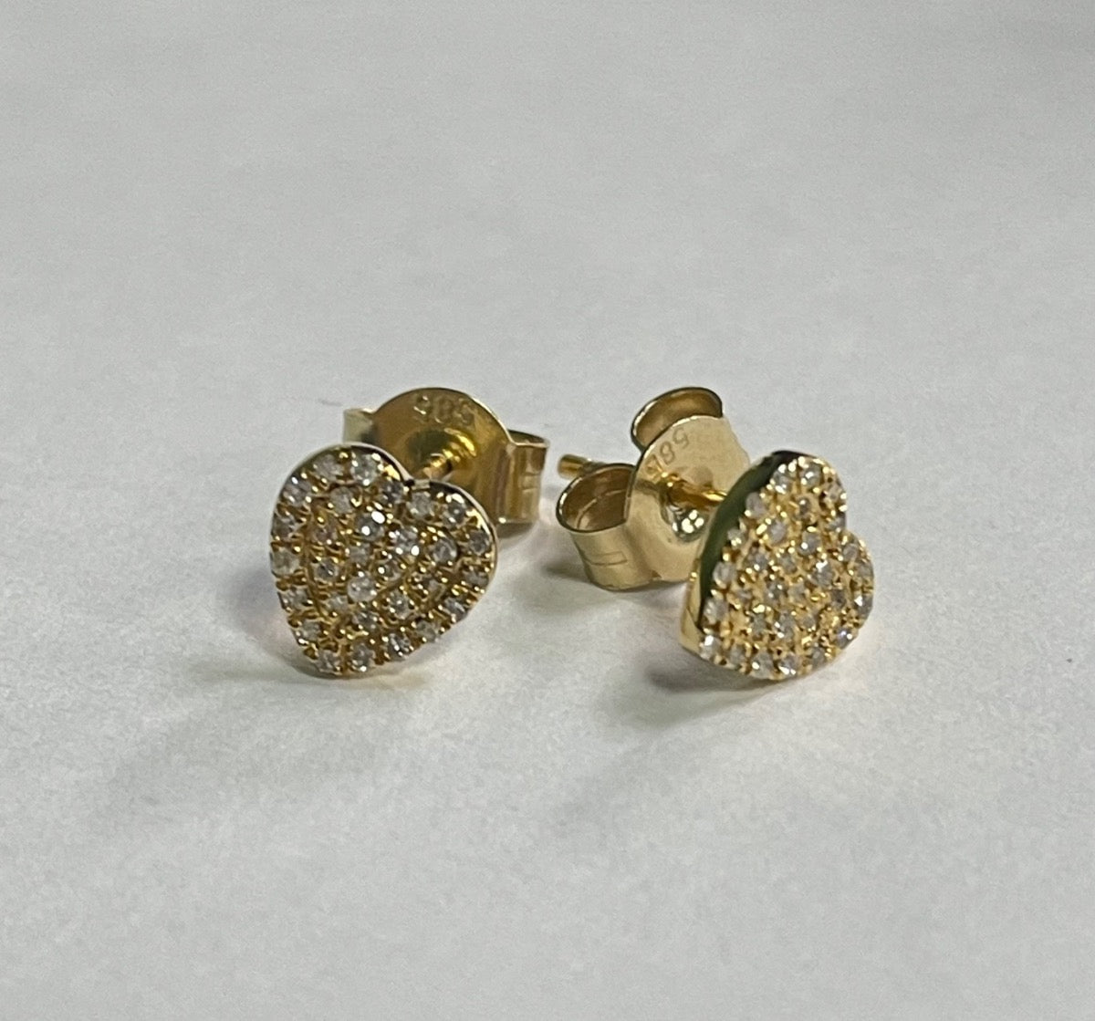 14K Yellow Gold Medium Heart  Earring with Diamond