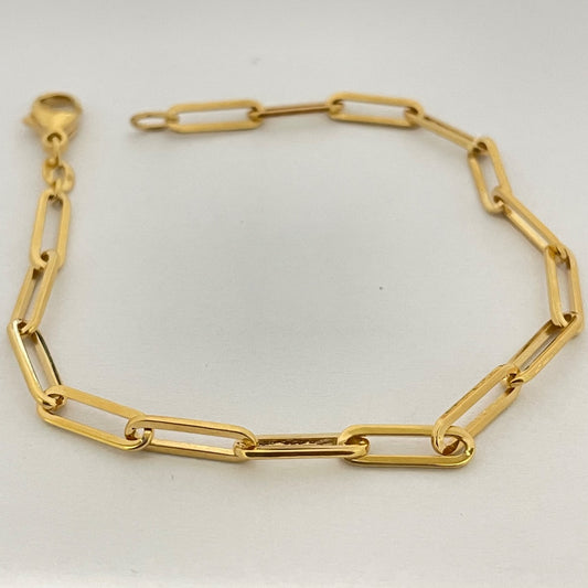 18K Yellow Gold Paperclip 3.5mm Bracelet