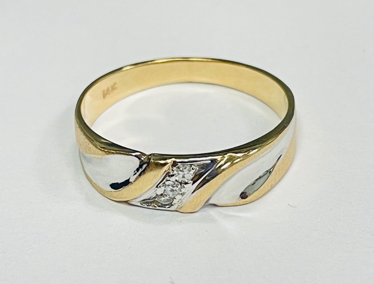 14K Two-Tone Gold  Wedding Band with Diamond
